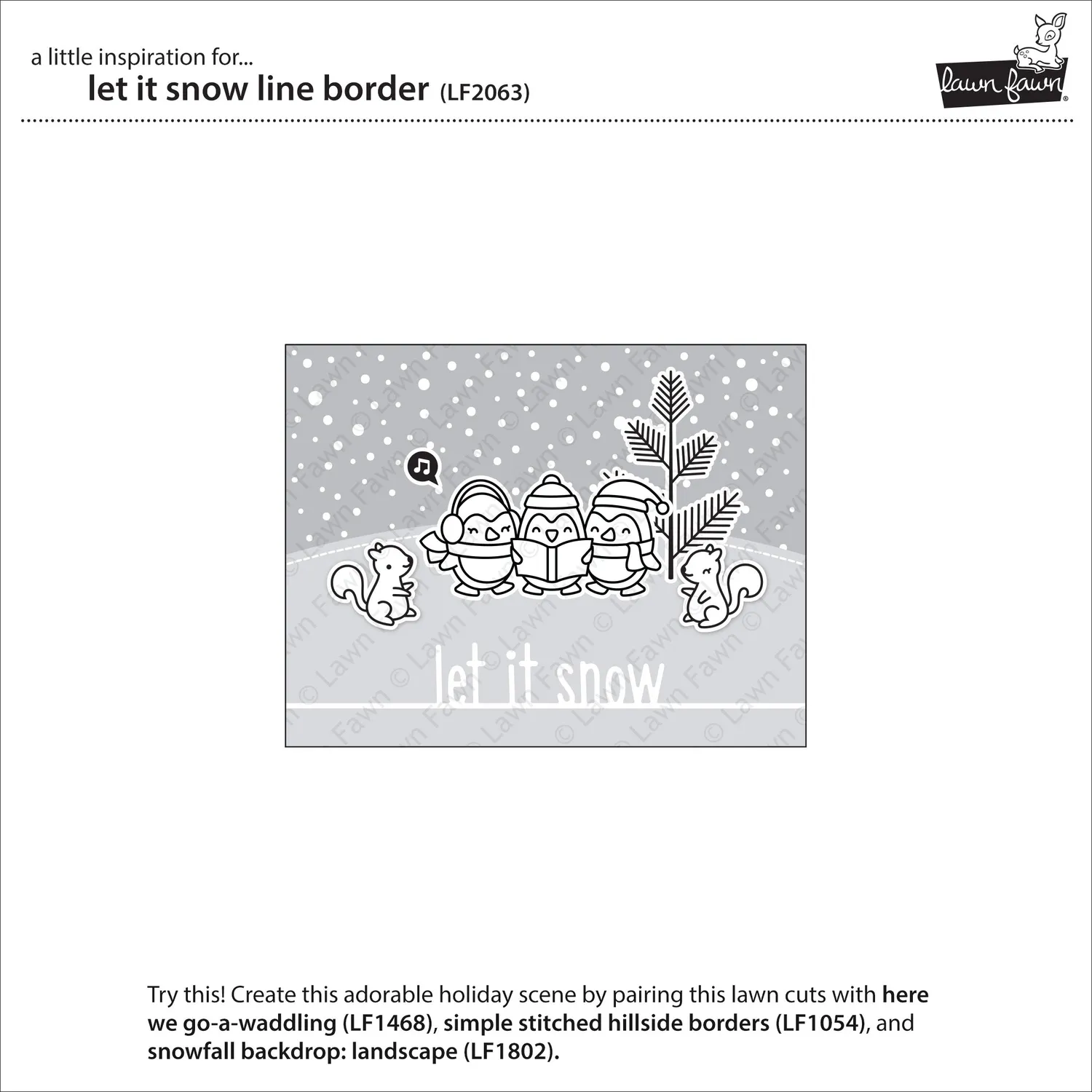 Lawn Fawn Let it Snow Line Border Stanzen Winter Schrift