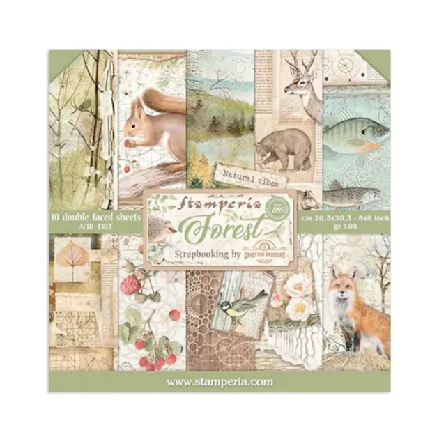 Stamperia Forest Scrapbookpapier 20,3x20,3cm 8x8“ beidseitig