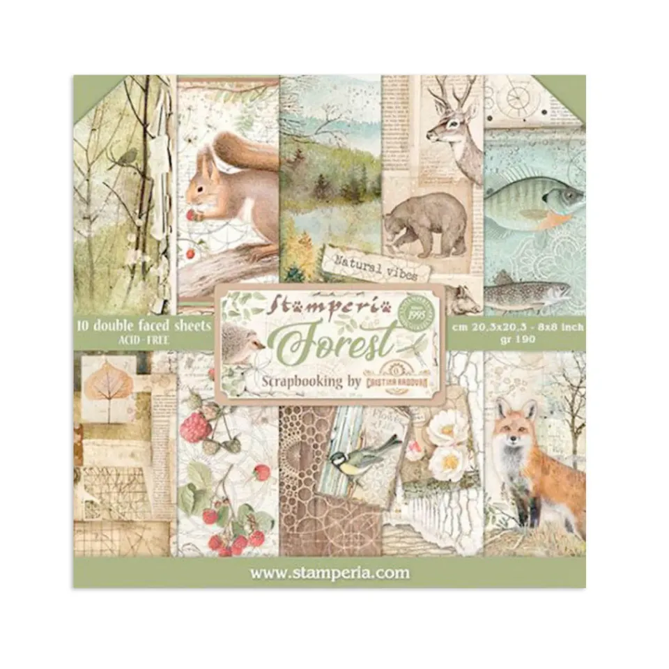 Stamperia Forest Scrapbookpapier 20,3x20,3cm 8x8“ beidseitig
