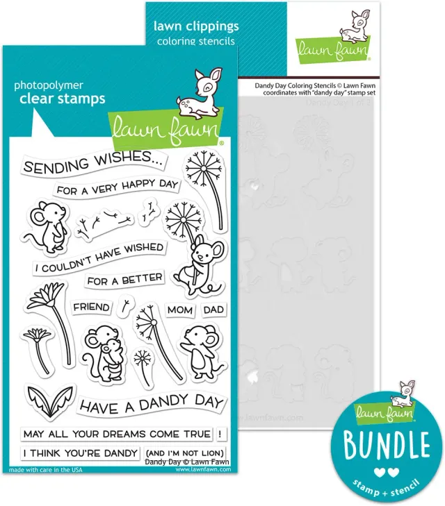Lawn Fawn Dandy Day Stempel + Schablonen Set Mäuse