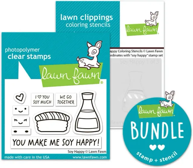 Lawn Fawn Soy Happy Stempel Schablonen Bundle Sushi