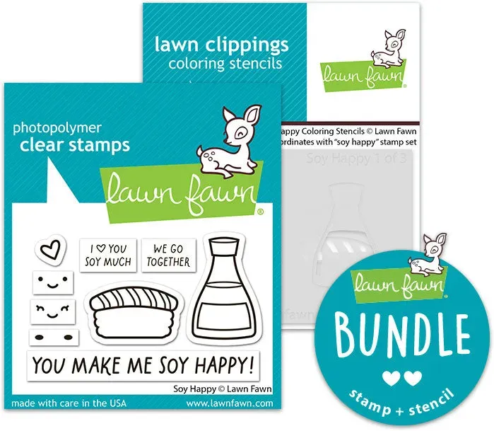 Lawn Fawn Soy Happy Stempel Schablonen Bundle Sushi