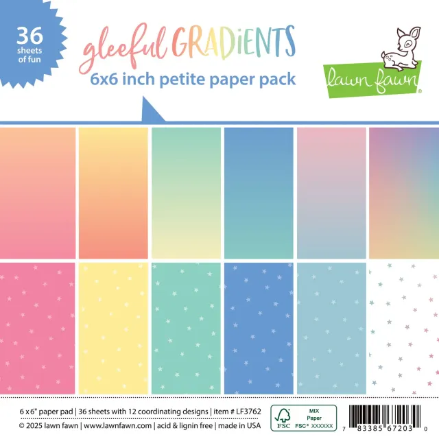 Lawn Fawn Gleeful Gradients Petite Paper Pack Papierblock 6x6