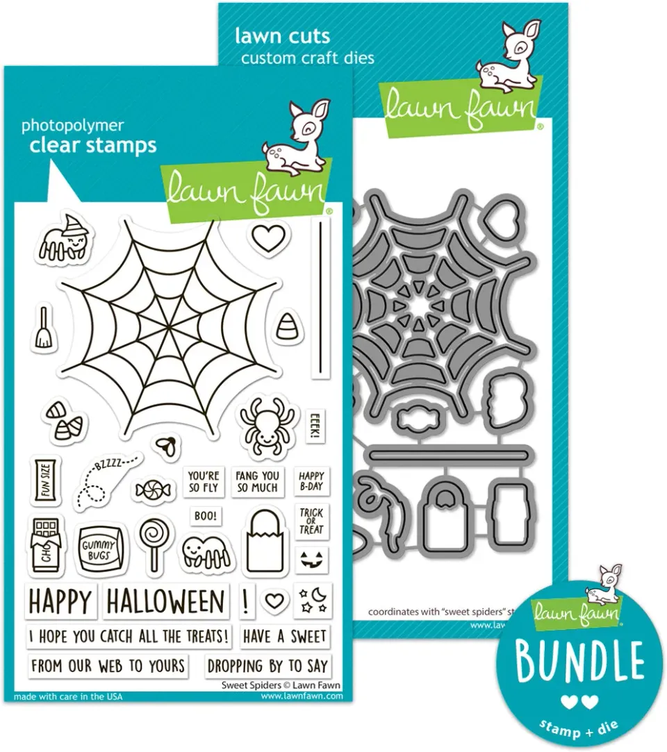 Lawn Fawn Sweet Spiders Stempel mit Stanzen Bundle Halloween