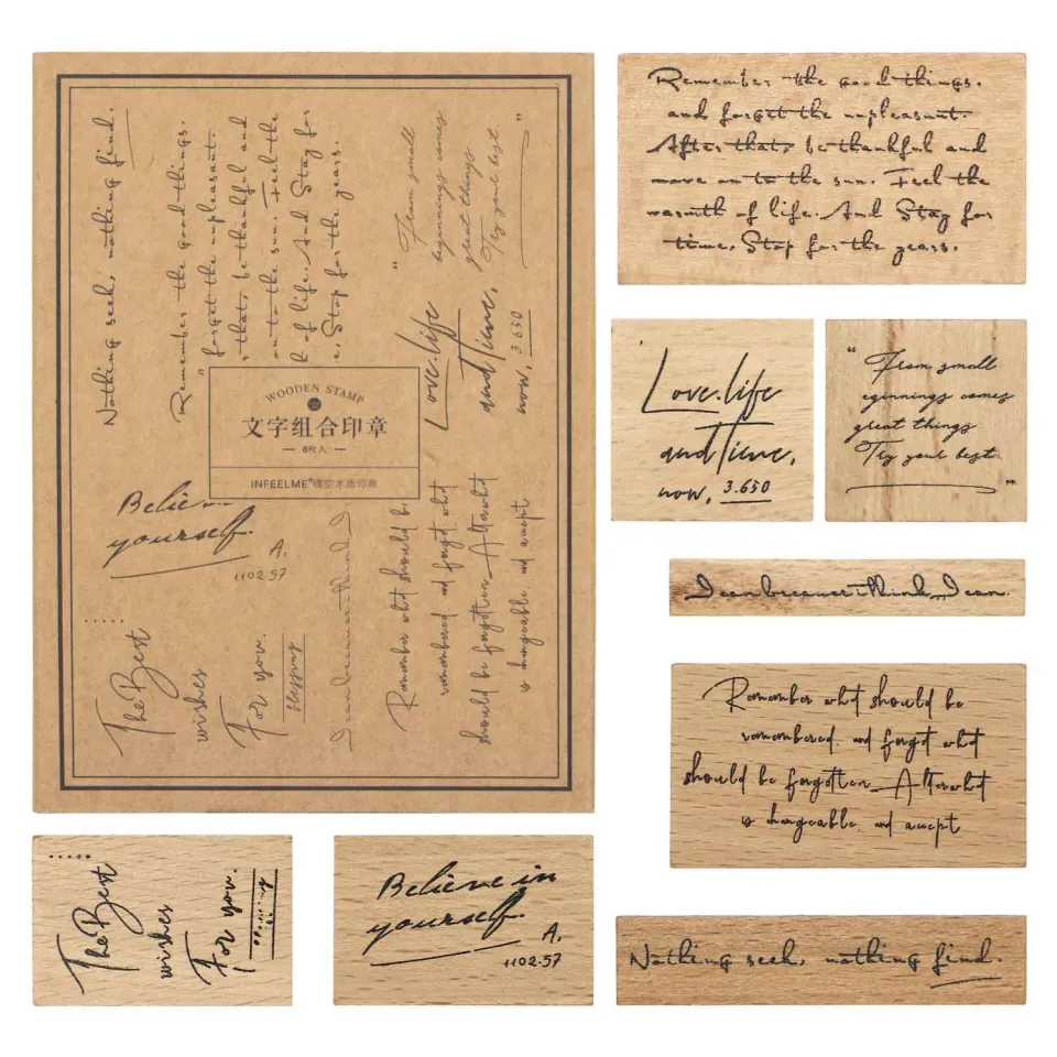 Ieebee Retro Text Holzstempel 8 Stück Vintage