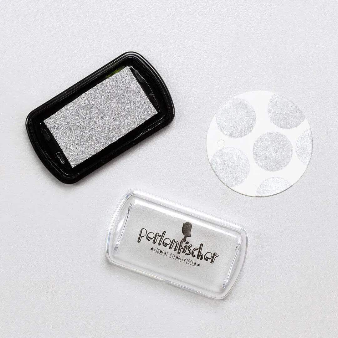 Perlenfischer Silber Mini Stempelkissen silber Pigment