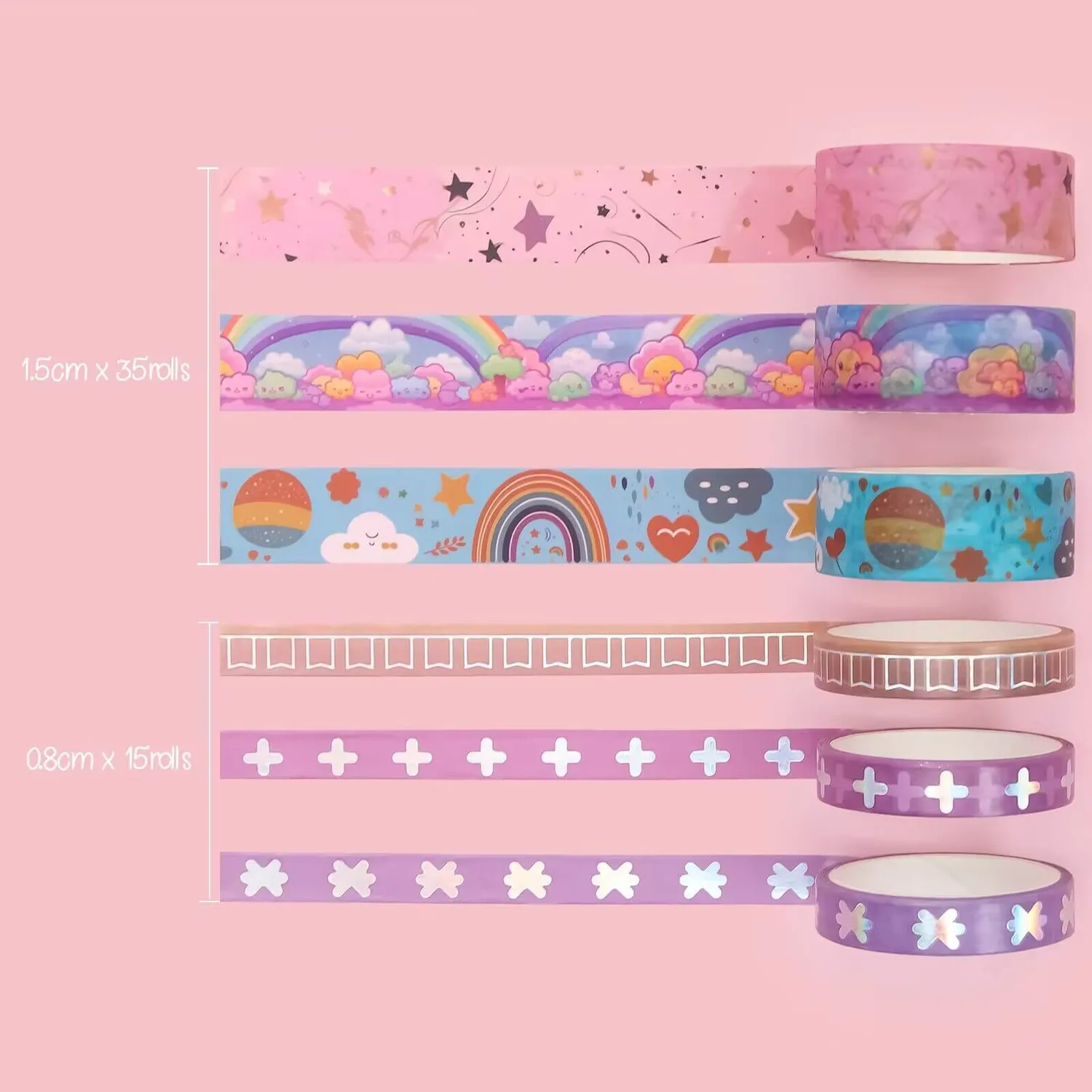 Ieebee Cartoon Party Washi Tape Set 50 Rollen Holografisch