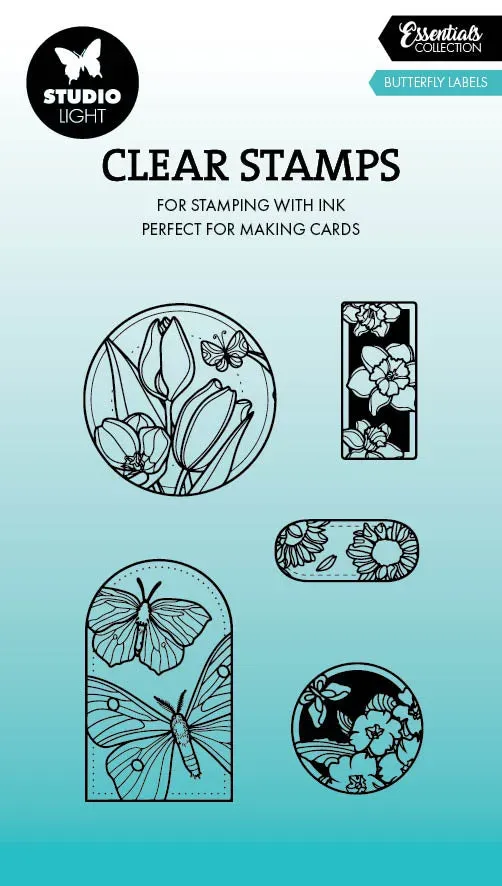 Studio Light Essentials Butterfly Labels Clear Stempel 74x105 mm