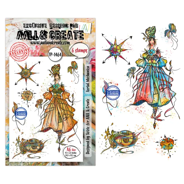 AALL and Create TP-1464 Aerial Mechanica Stempel A6 6-teilig mechanisch