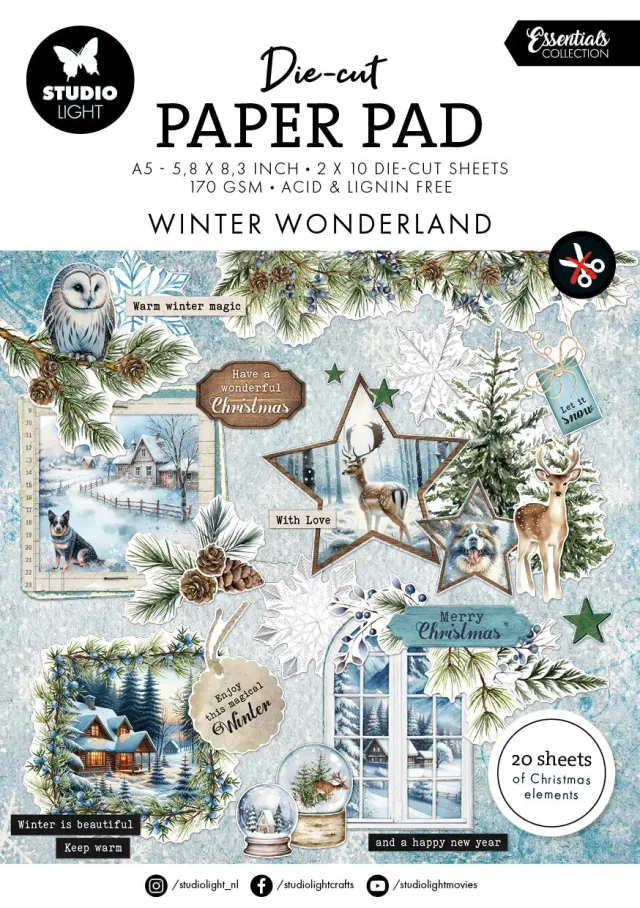 StudioLight Essentials Winter Wonderland Die-Cut Block 20 Blatt