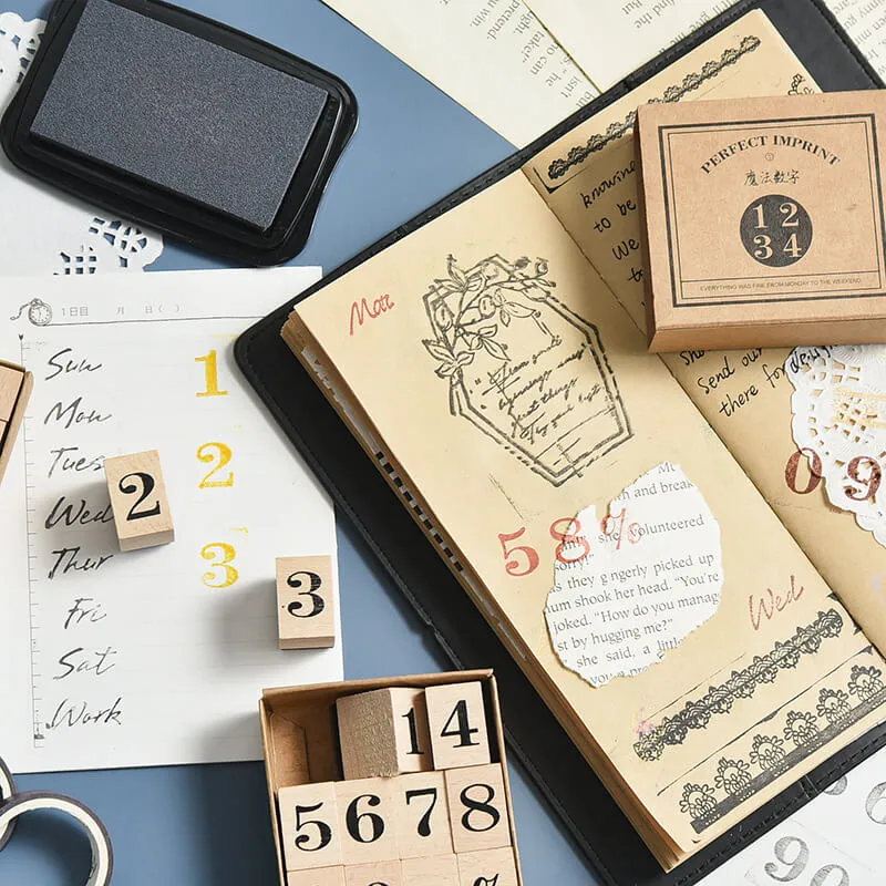 Ieebee Week and Month Stempel Holz 8 Stück Week Daten