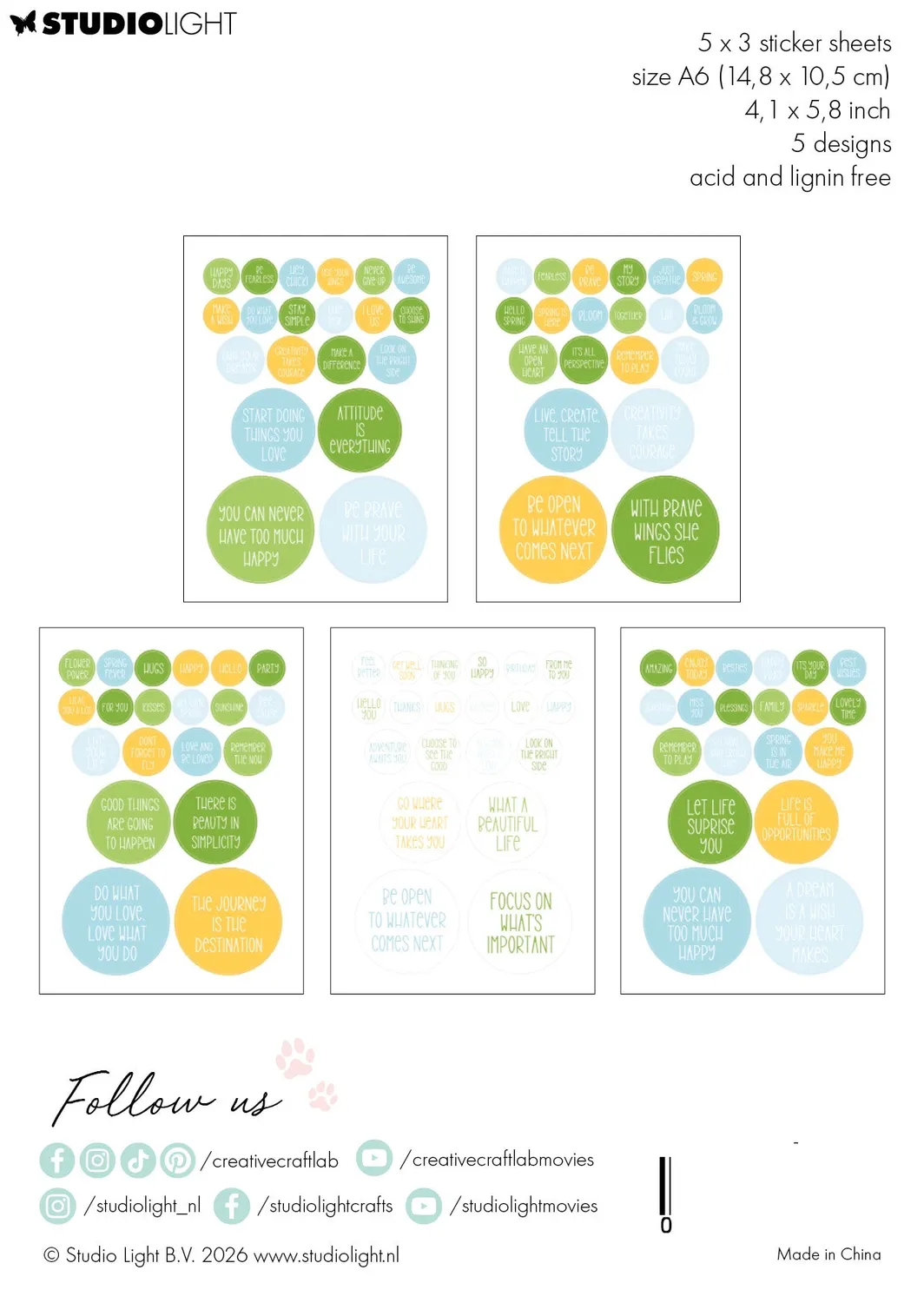 Creative Craftlab Friendz Spring Sticker Pad 4 Blätter