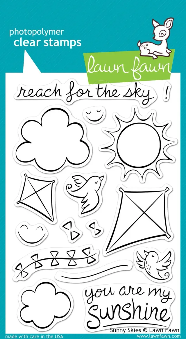Lawn Fawn Sunny Skies Stempelset 16 Stempel Sonne Wolke