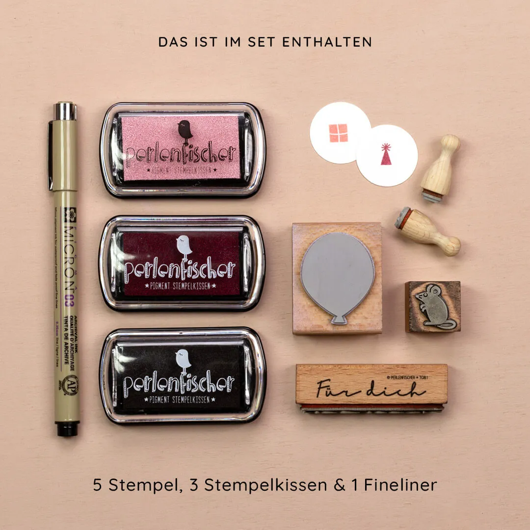Perlenfischer Partymaus Starter-Stempelset 5 Stempel