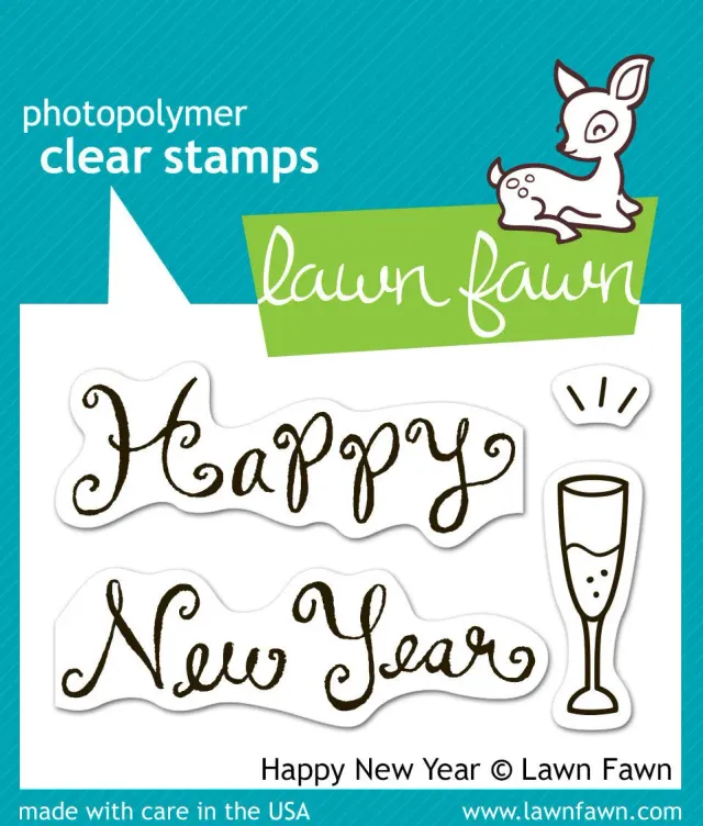 Lawn Fawn Happy New Year Stempelset Sektglas Neujahr