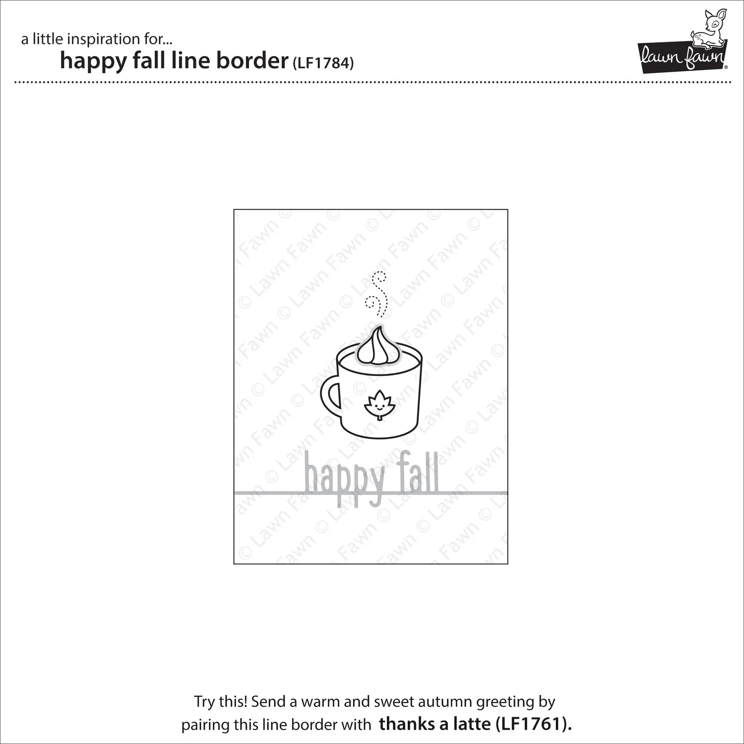 Lawn Fawn Happy Fall Line Border Stanzschablone Herbstschriftzug
