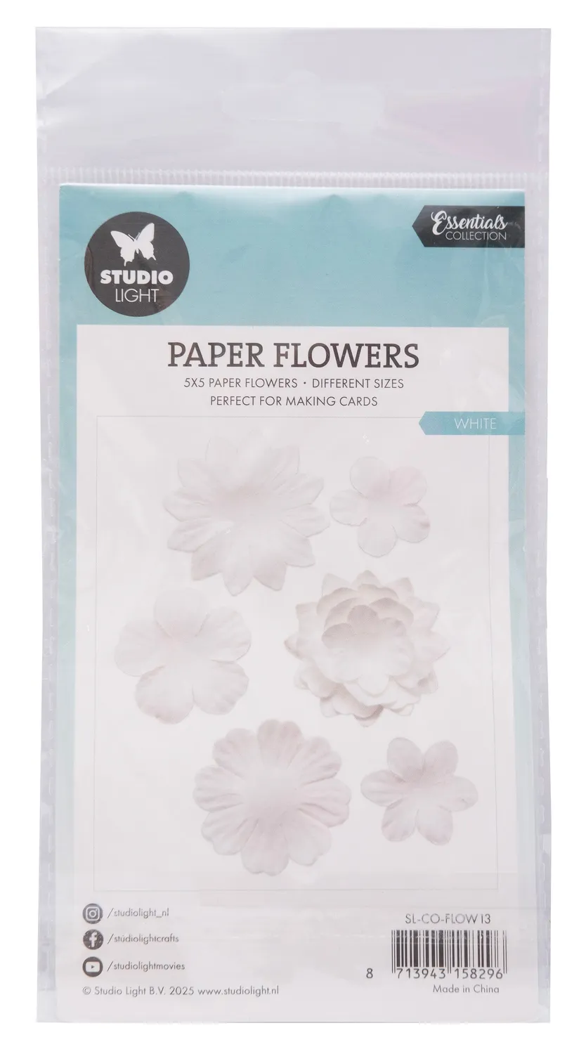StudioLight Essentials Papierblumen 25 Stück weiß basteln