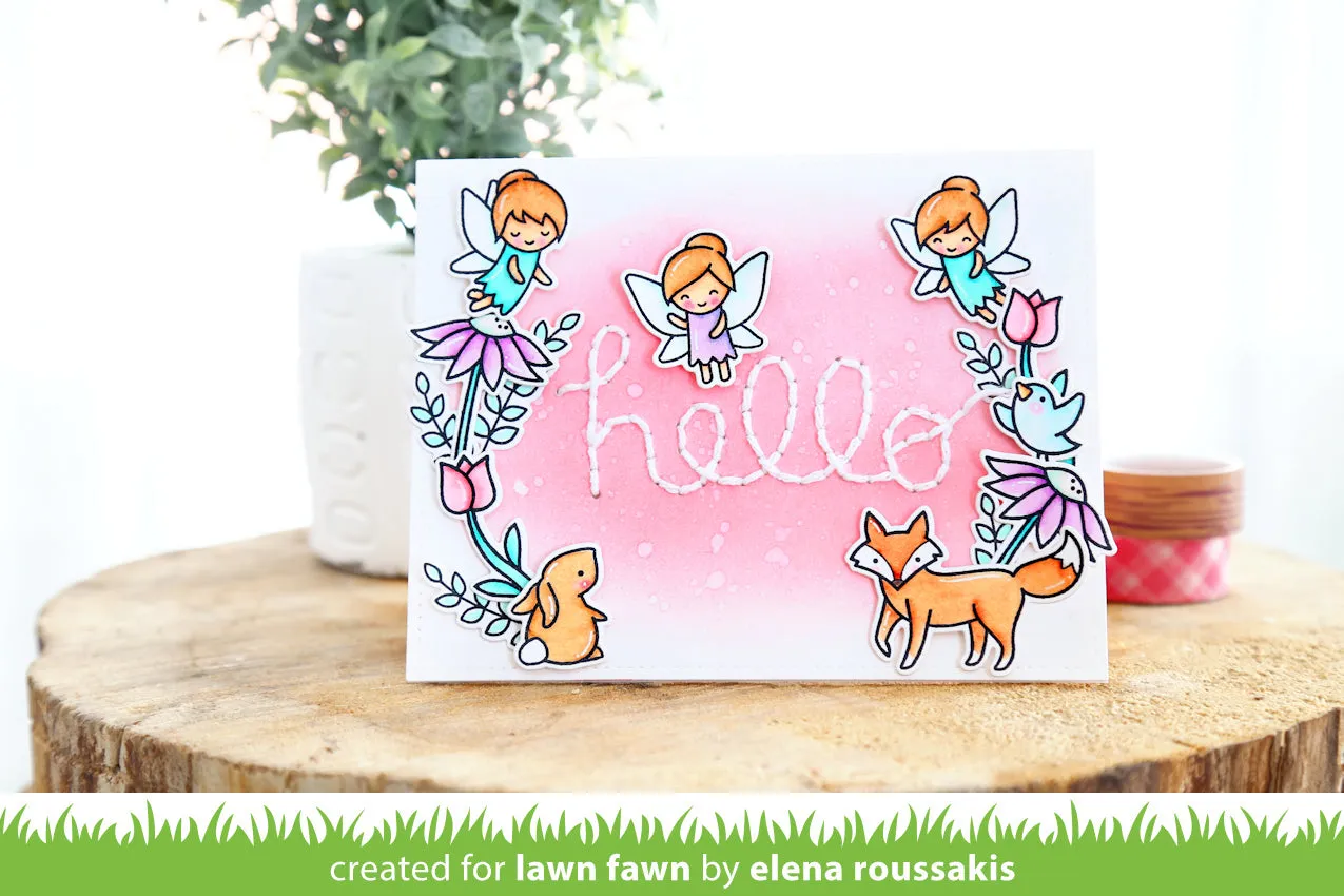Lawn Fawn Embroidered Hello Stanze Stickschriftzug