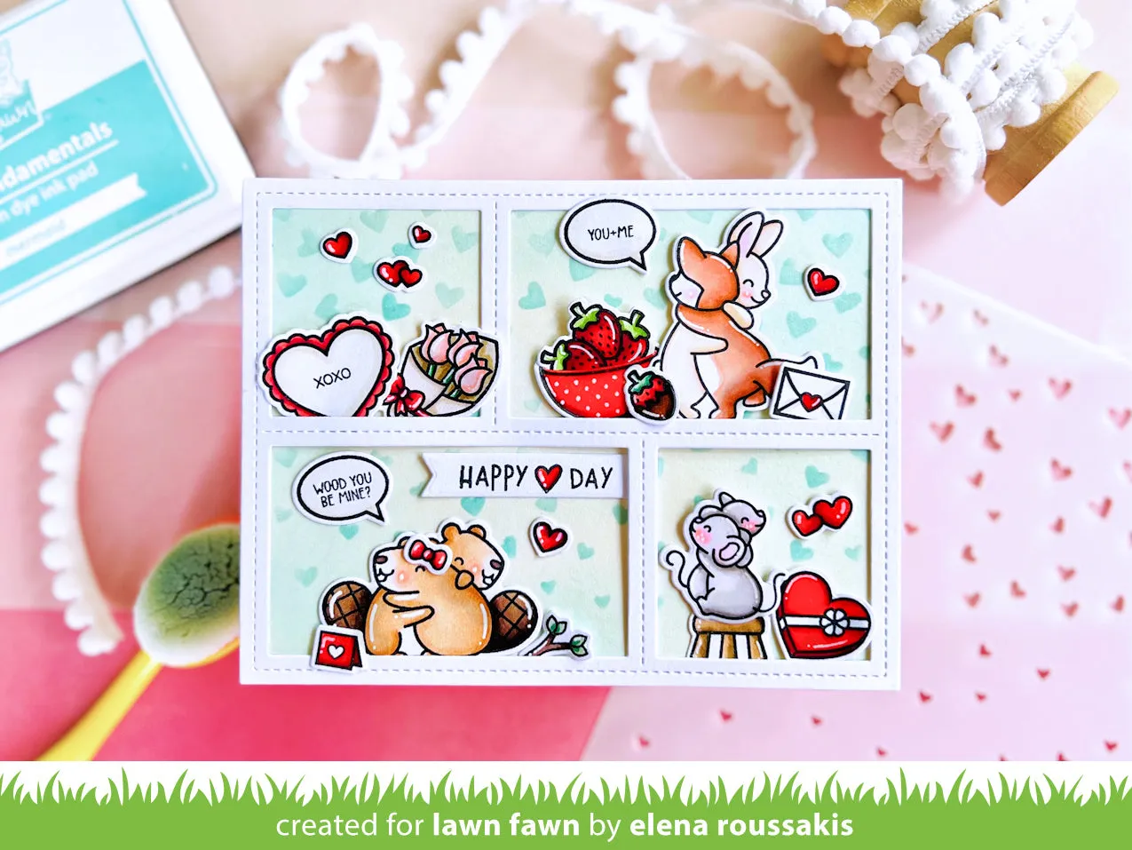 Lawn Fawn Falling Hearts Schablonen 2er-Set Herzen