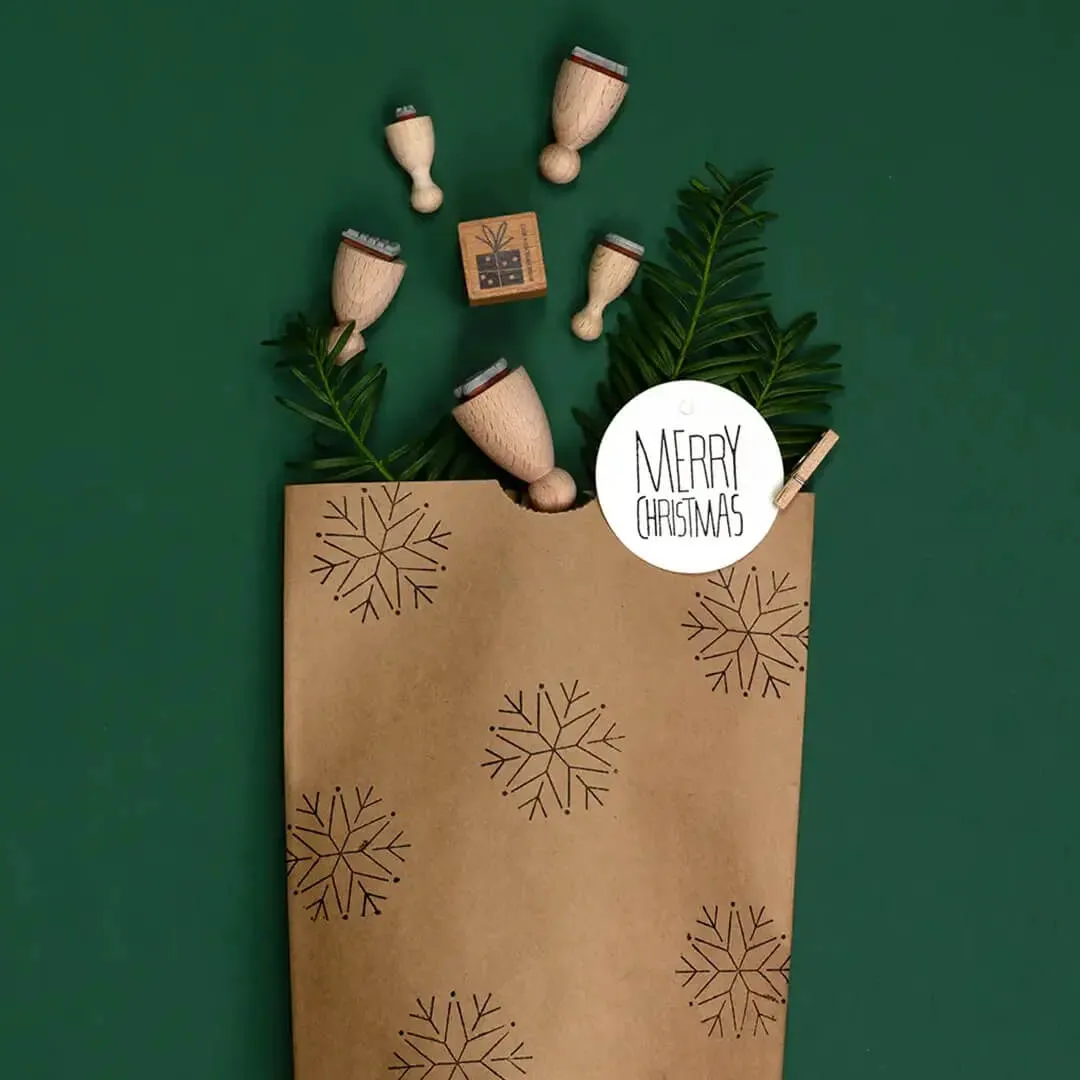 Perlenfischer Merry Christmas Textstempel 29x28 mm