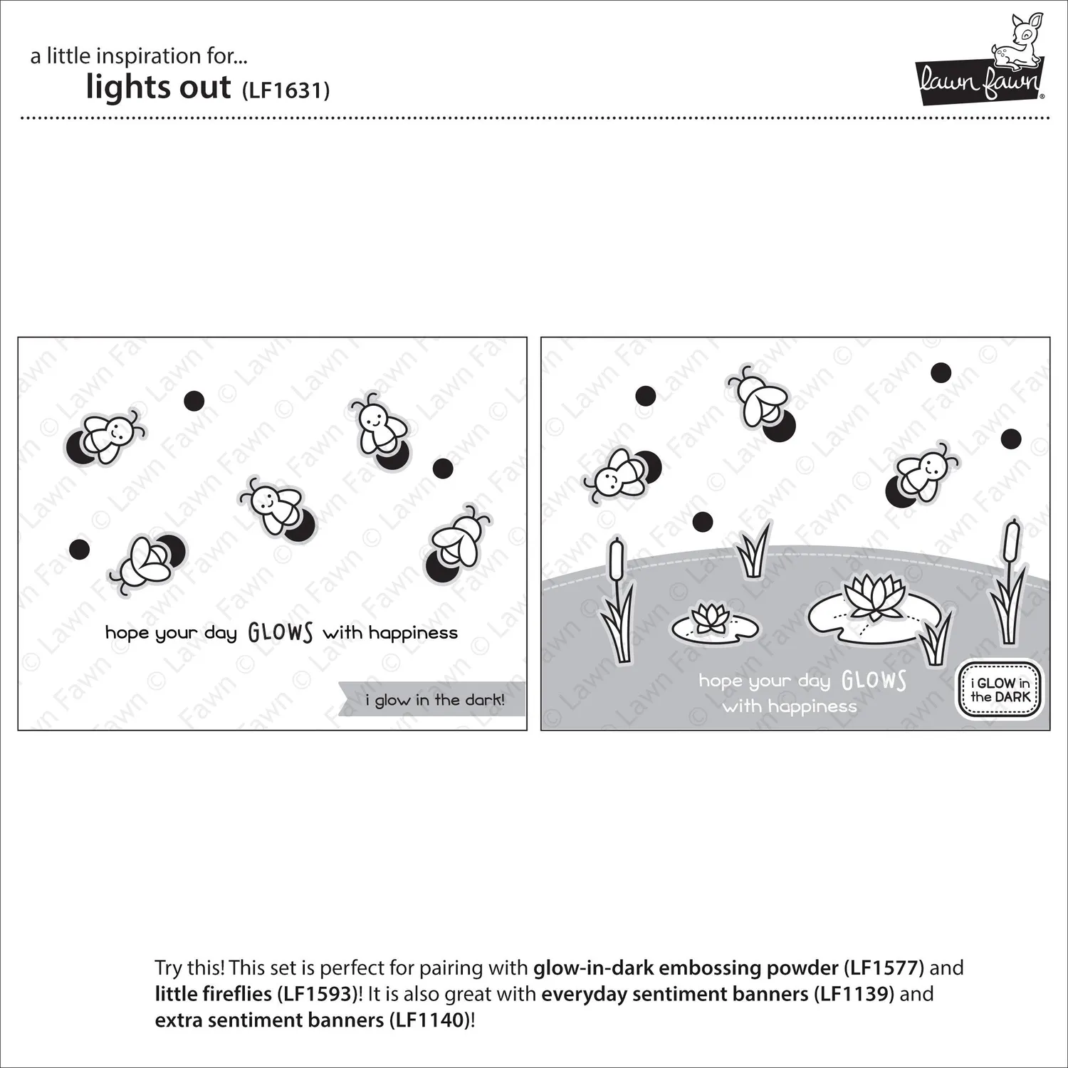 Lawn Fawn Lights Out Stempelset Mini Glühbirne Sterne