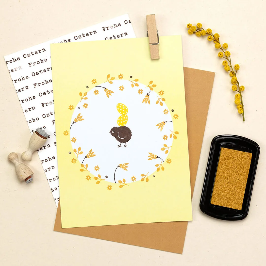 Perlenfischer Frohe Ostern 2 Stempel 3x37 mm Holz