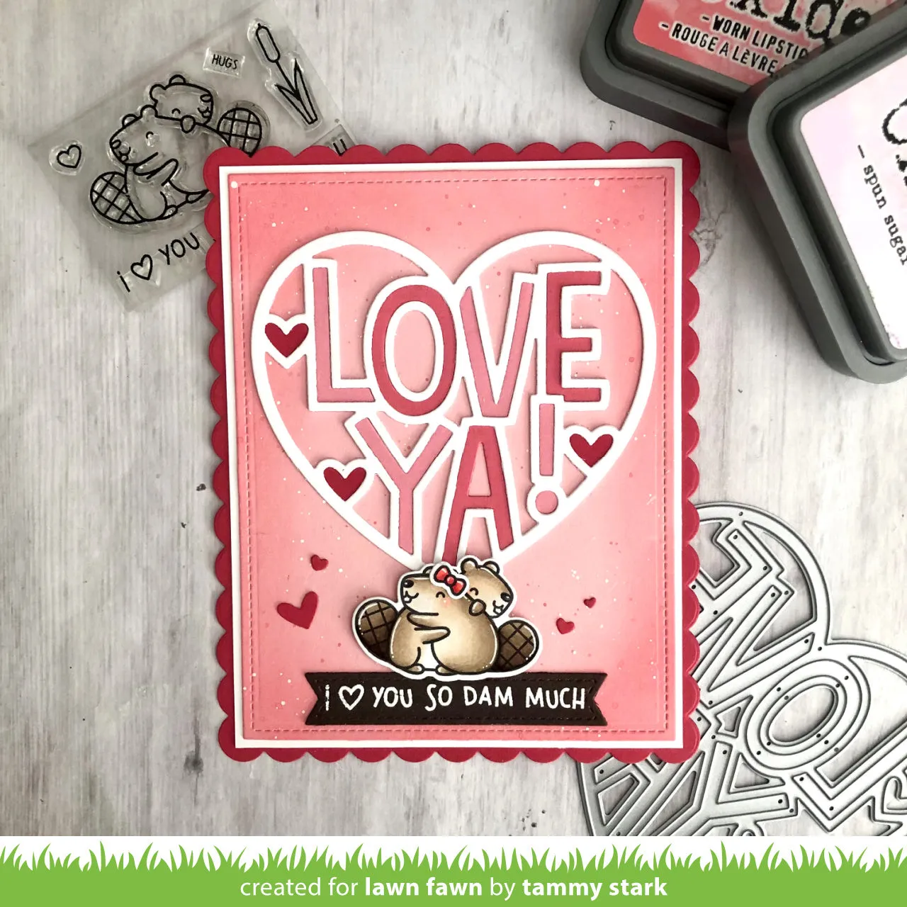 Lawn Fawn Giant Outlined Love Ya Stanzschablone Herz