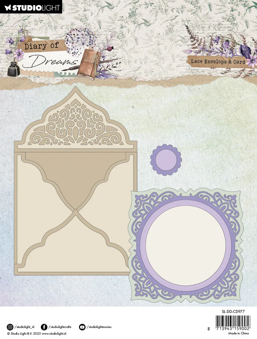 Studio Light Diary of Dreams Lace Envelope Stanzschablone 135mm