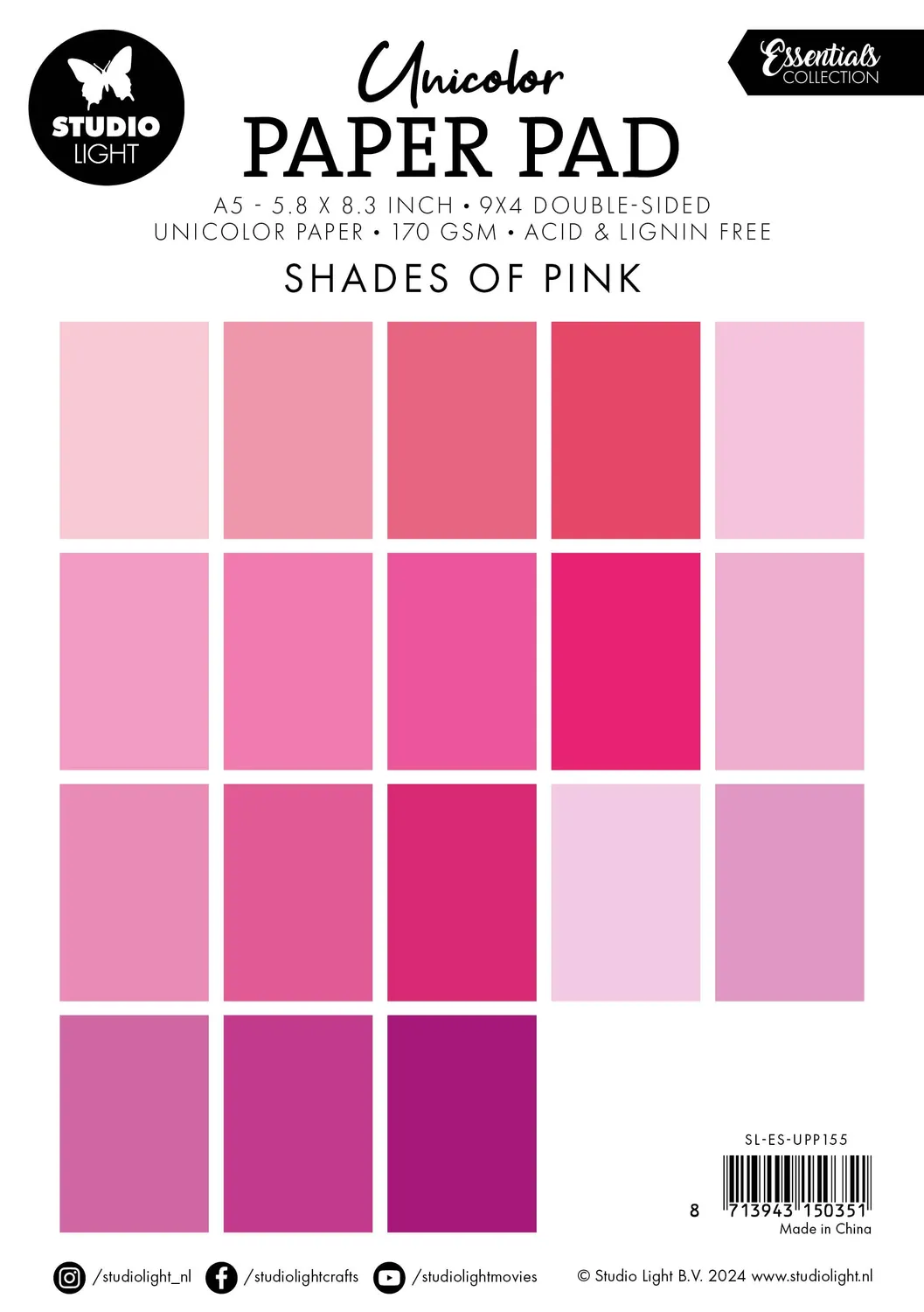 StudioLight Essentials Shades of pink Papierblock A5