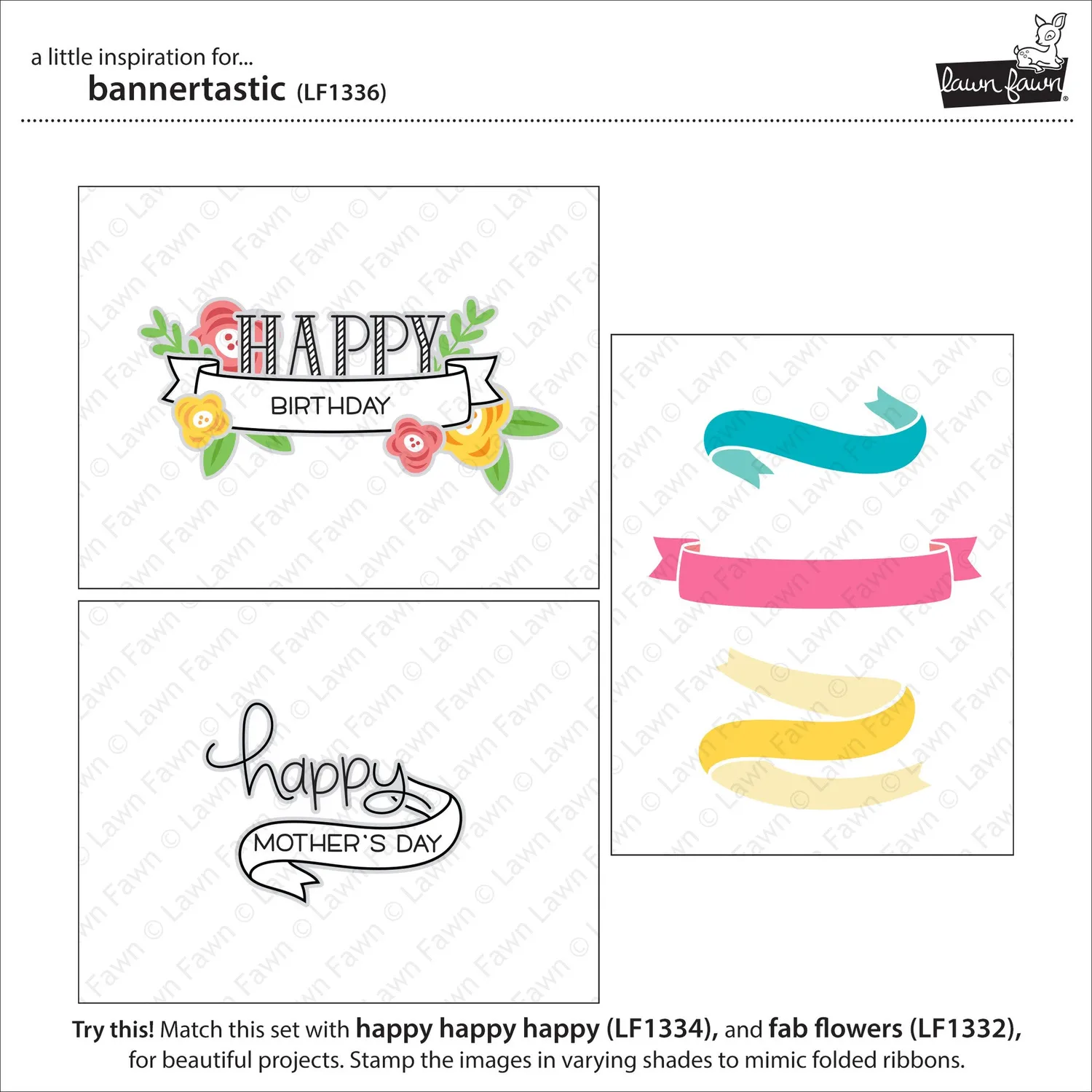 Lawn Fawn Bannertastic LF1336 Stempelset Banner 3 Designs