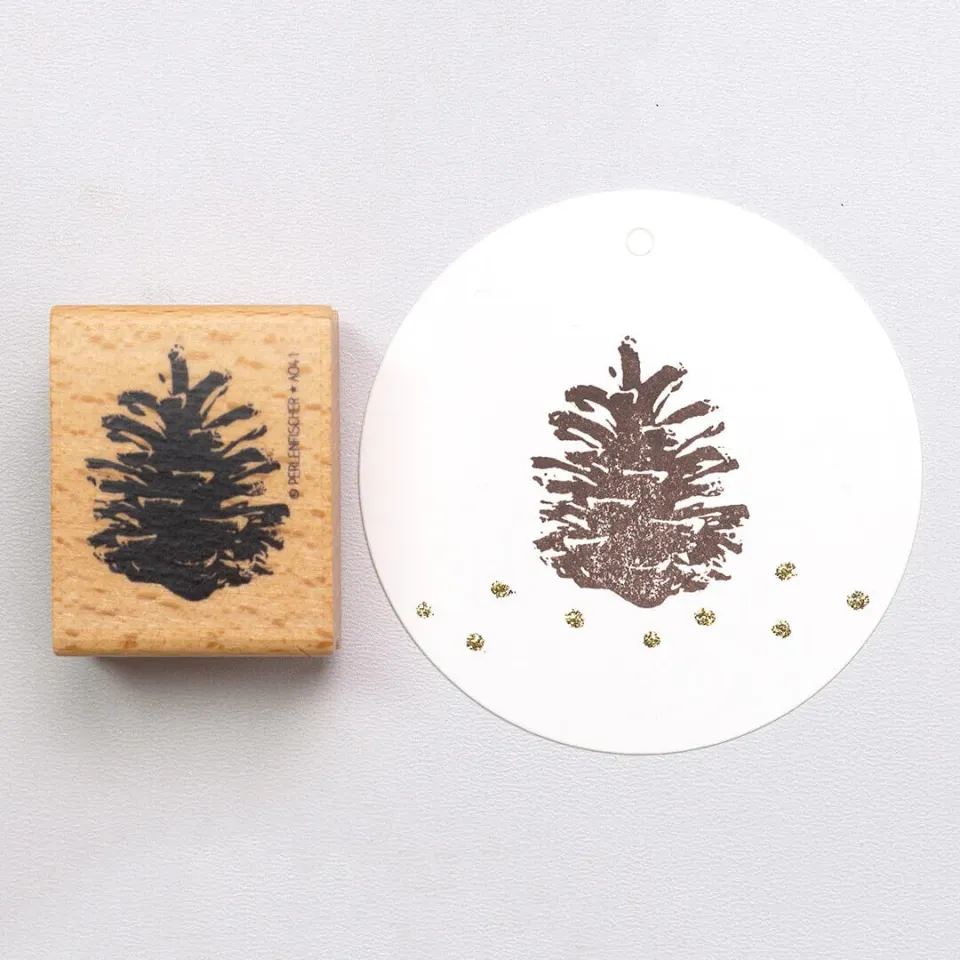 Perlenfischer Tannenzapfen Stempel 36x29 mm Herbst