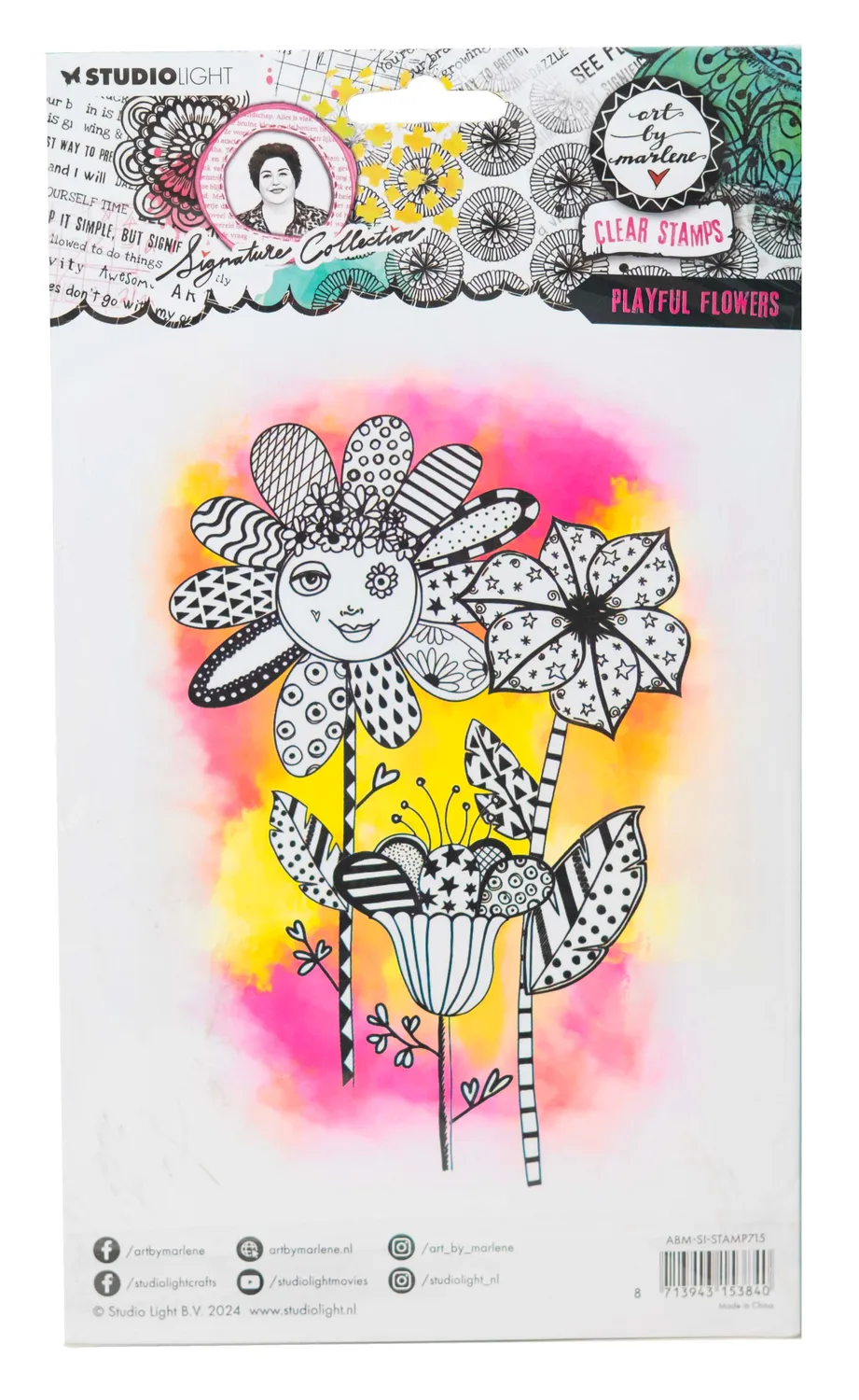 Art by Marlene Signature Playful flowers Clear Stamp 153x265mm