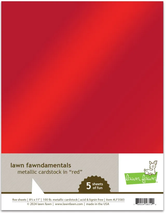 Lawn Fawn Metallic Cardstock Rot LF3583 5 Bogen