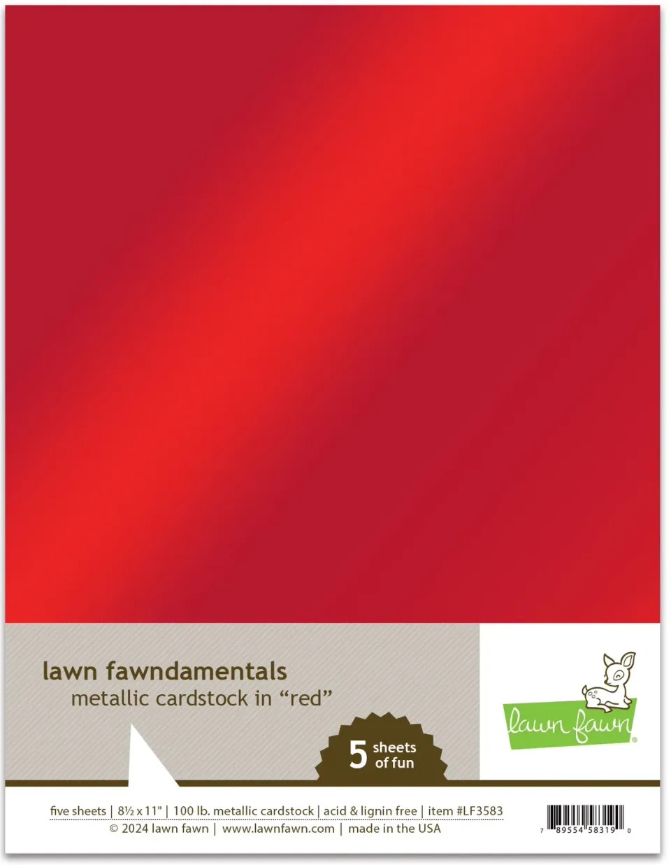 Lawn Fawn Metallic Cardstock Rot LF3583 5 Bogen