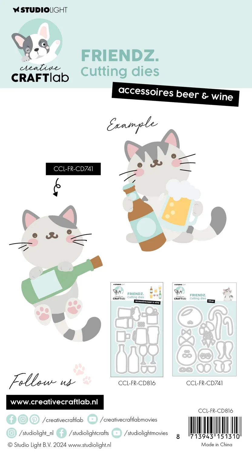 StudioLight Creative Craftlab Friendz Stanzschablone Beer & Wine