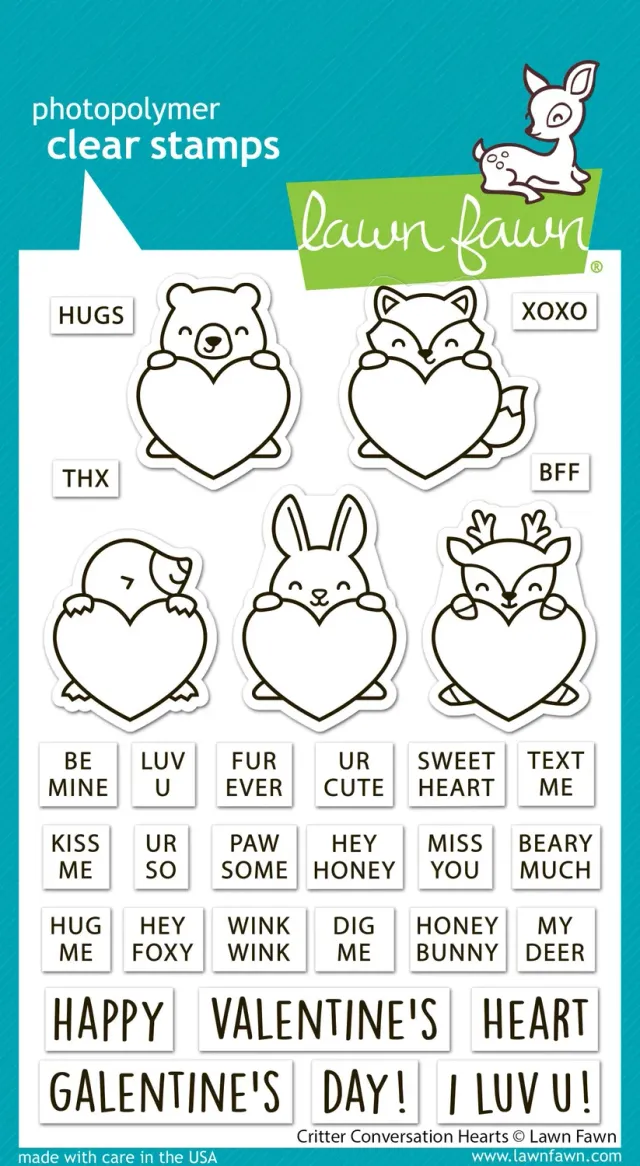 Lawn Fawn Critter Conversation Hearts LF3948 Stempelset Valentinstag