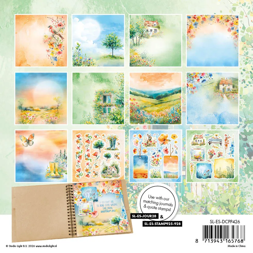 Studio Light Essentials Summer Meadow Papierblock 15x15 cm 36 Blatt