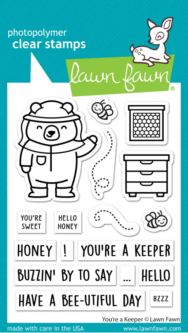 Lawn Fawn You're a Keeper Stempelset Bär Bienen Honig