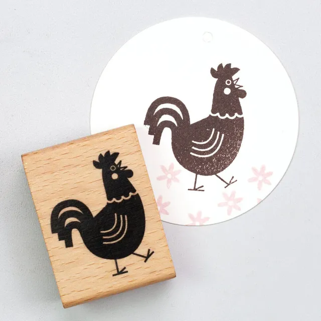 Perlenfischer Cock Stempel 47x36 mm Hahnmotiv