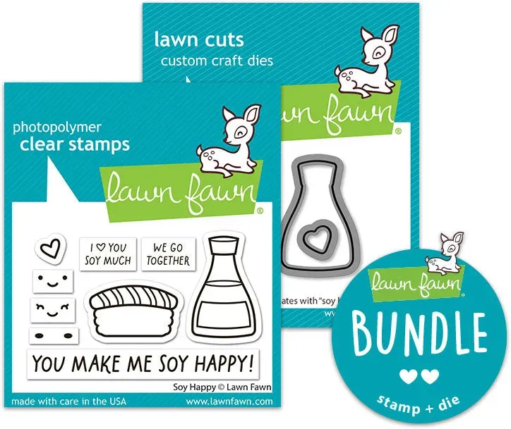 Lawn Fawn Soy Happy Stempel + Stanzen Bundle Valentinstag