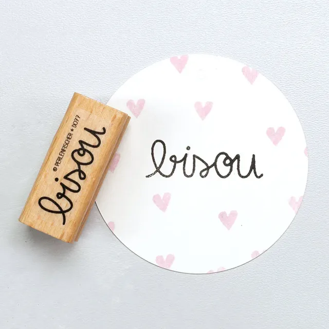 Perlenfischer Bisou Stempel Schriftzug 12x37 mm