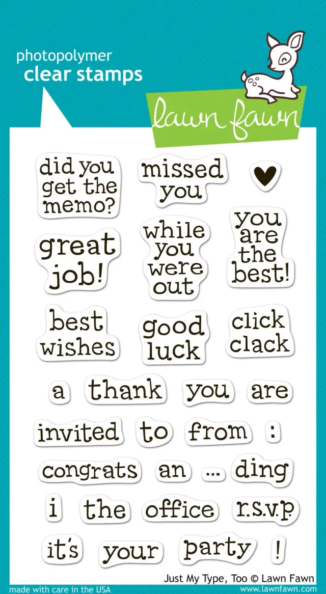 Lawn Fawn Just My Type Too Stempel 29 Sprüche Schreibmaschine