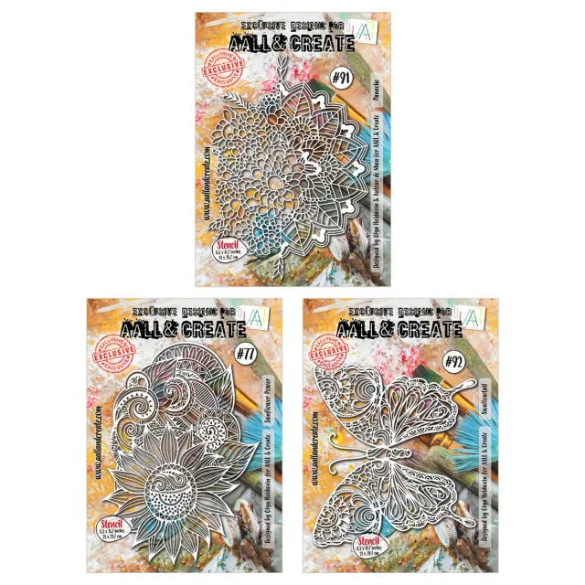 AALL and Create A4 Schablonen Schmetterlinge Blumen 3er-Set