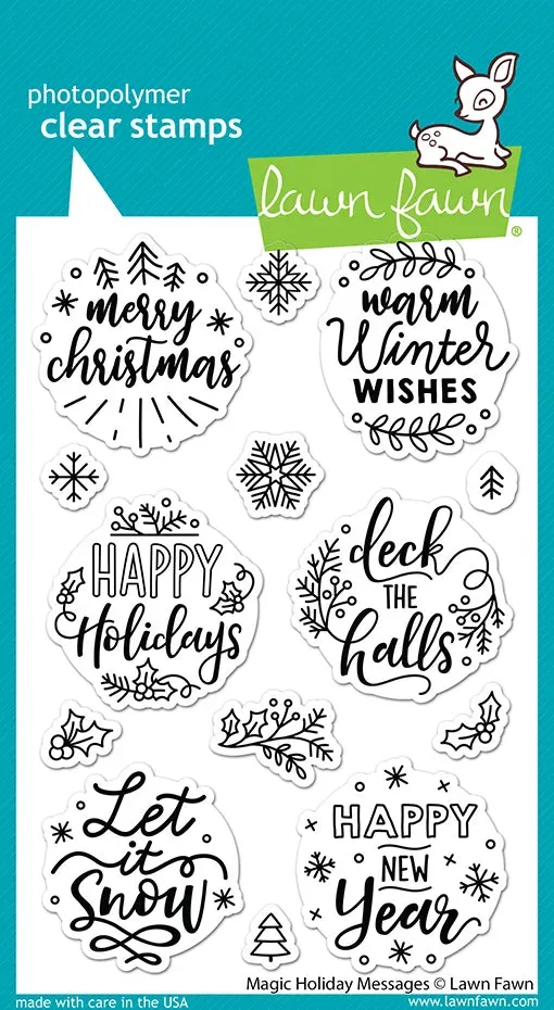Lawn Fawn Magic Holiday Messages Stempelset Grüße