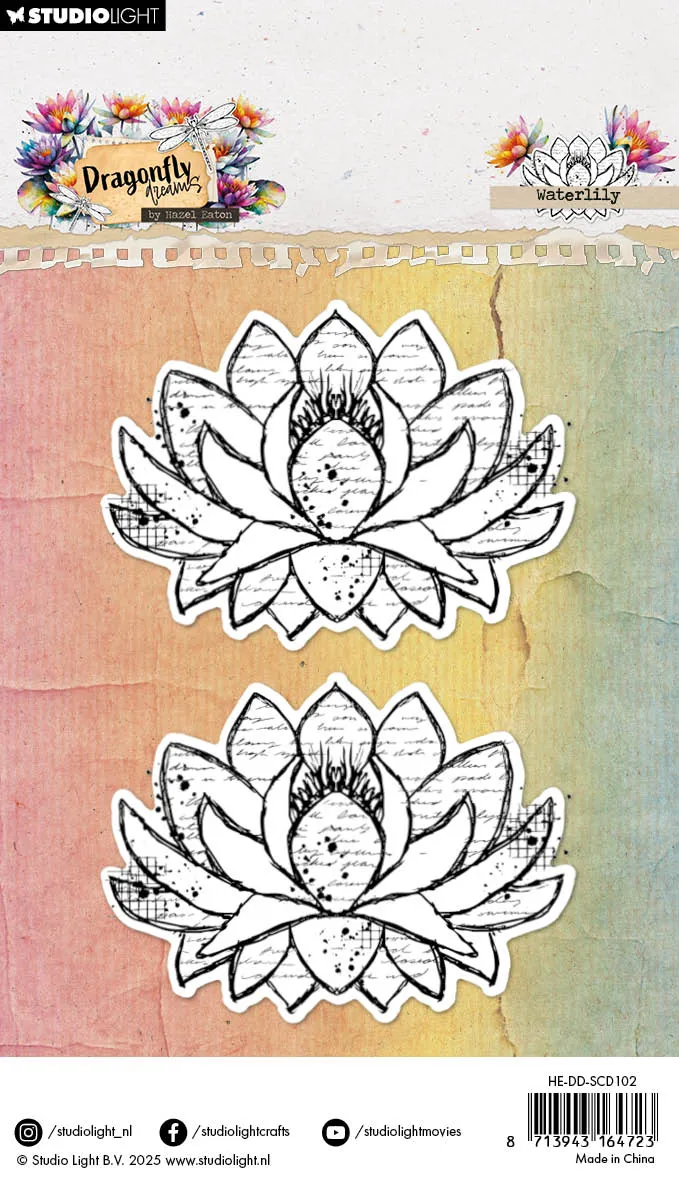 Hazel Eaton Dragonfly Dreams Waterlily Stempel+D Dies Seerose