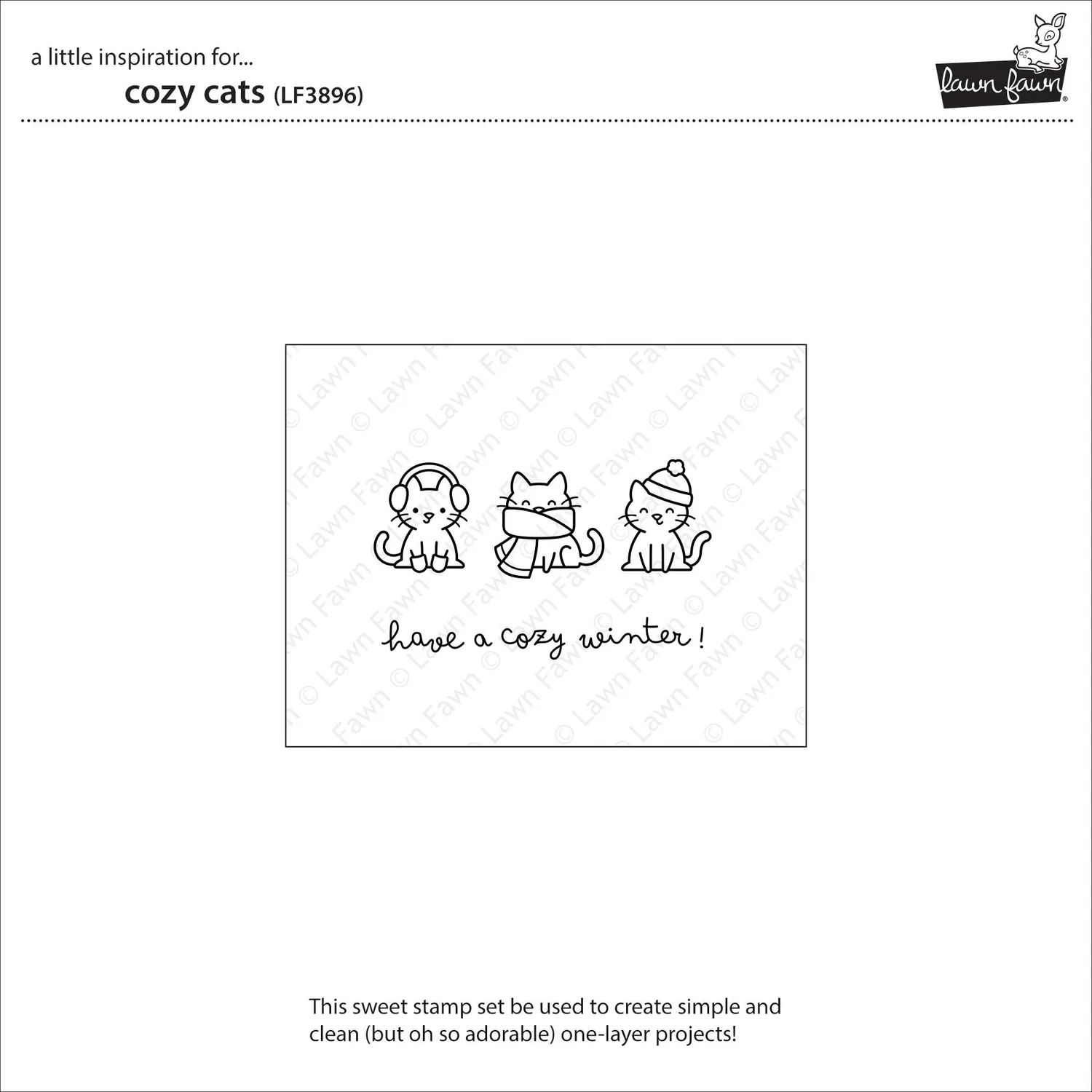 Lawn Fawn Cozy Cats Stempelset Winter Katzen