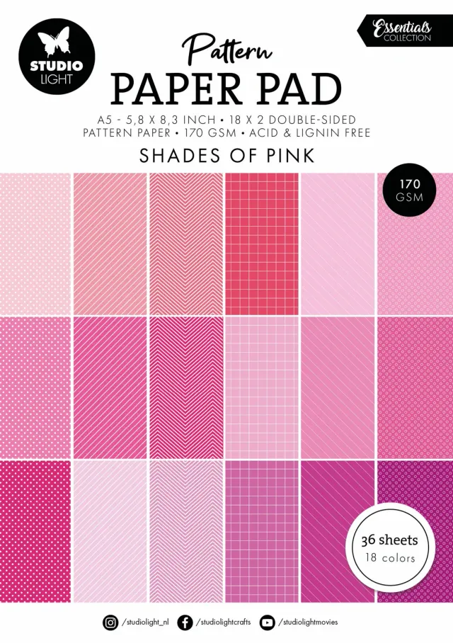 StudioLight Essentials Pattern Paper Pad Rosa 36 Blatt A5