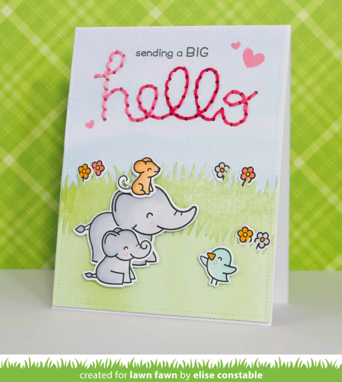 Lawn Fawn Embroidered Hello Stanze Stickschriftzug