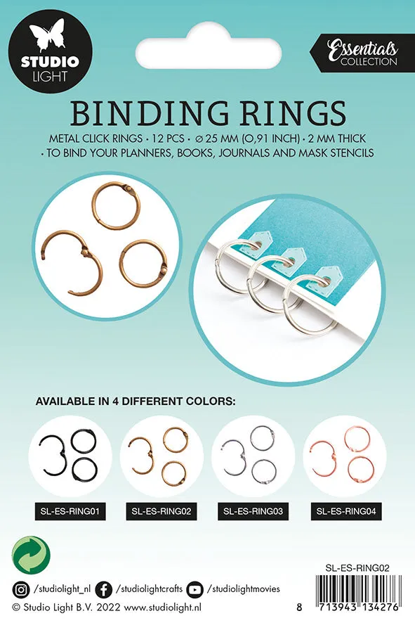 StudioLight Essentials Binding Click Rings 25 mm Altgold 12 St