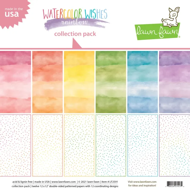 Lawn Fawn Watercolor Wishes Rainbow Papierkollektion 12x12